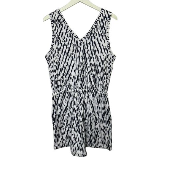 Loft Lou & Grey Black & White Ripple Cozy Cotton V-Neck Romper Women's Small New - Picture 4 of 5